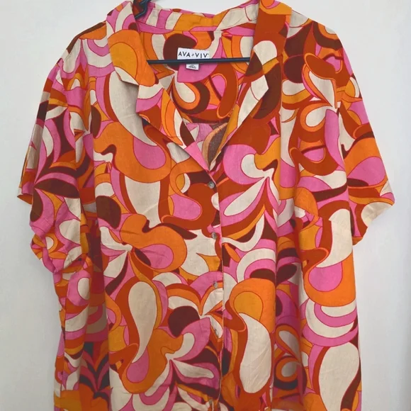 70's Psychedelic Print Short Set Size 3X - Picture 10 of 15